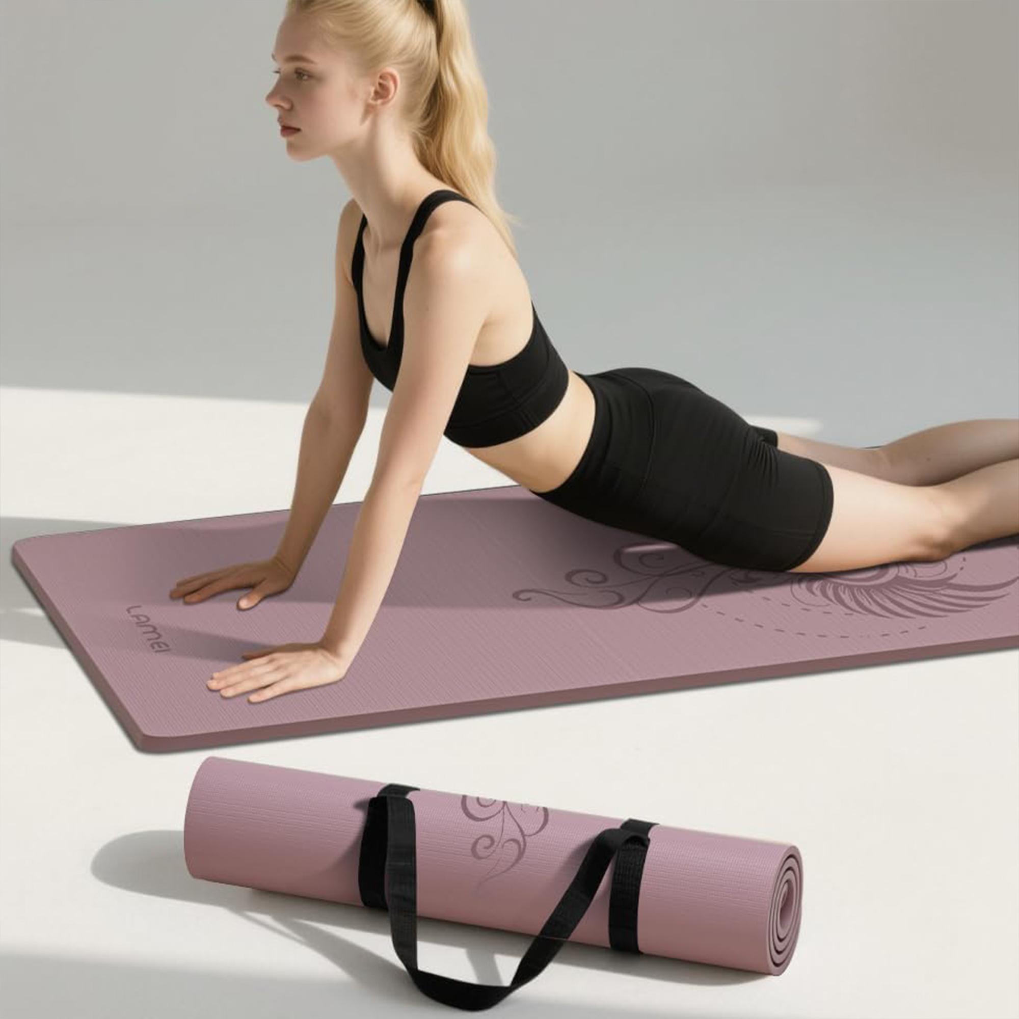 Lamei Yoga Mat,10mm Extra Thick Non Slip,Durable TPE Exercise Mats for Home Workout,Includes Straps for Carryingr, Eco-Friendly Travel Pilates