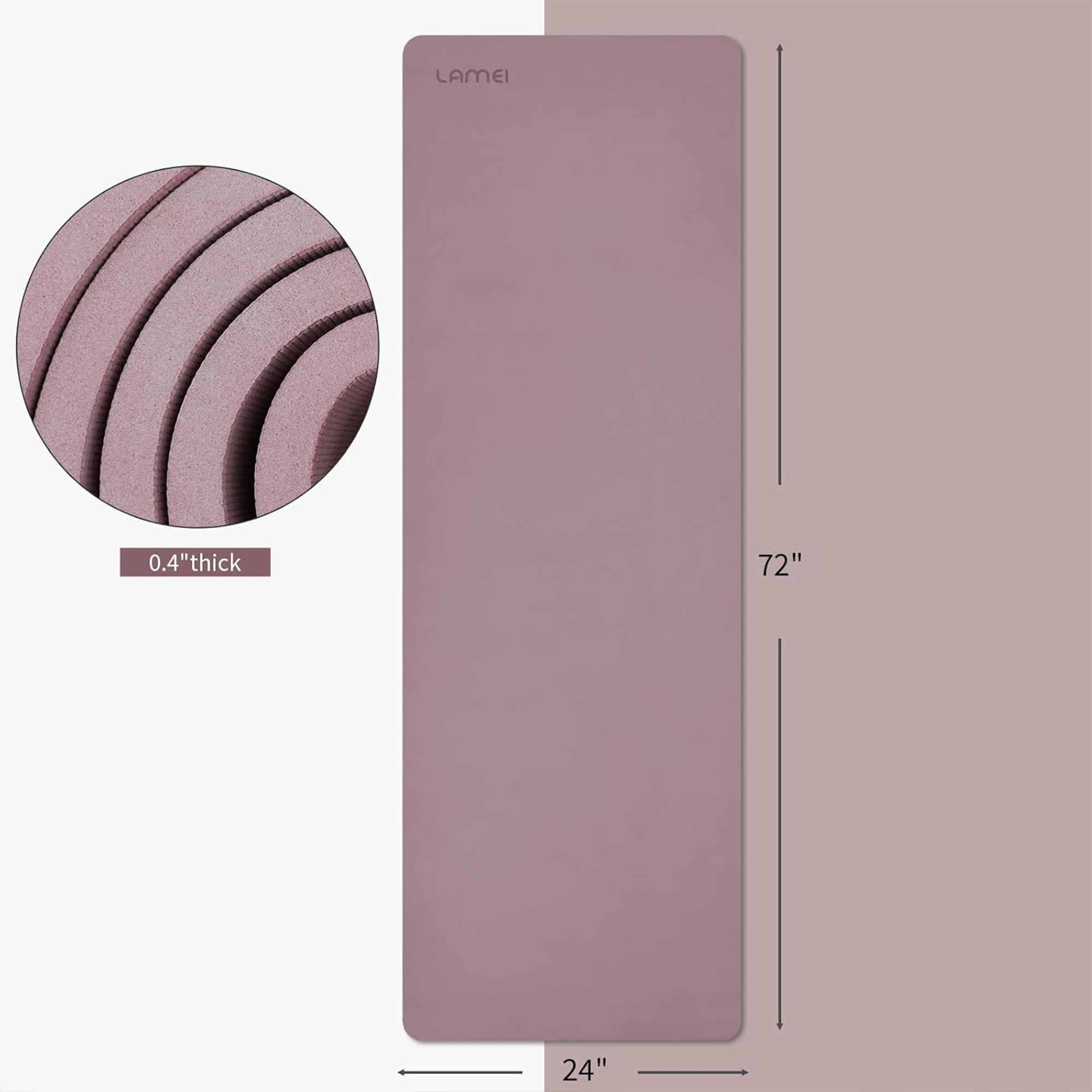 Lamei Yoga Mat,10mm Extra Thick Non Slip,Durable TPE Exercise Mats for Home Workout,Includes Straps for Carryingr, Eco-Friendly Travel Pilates