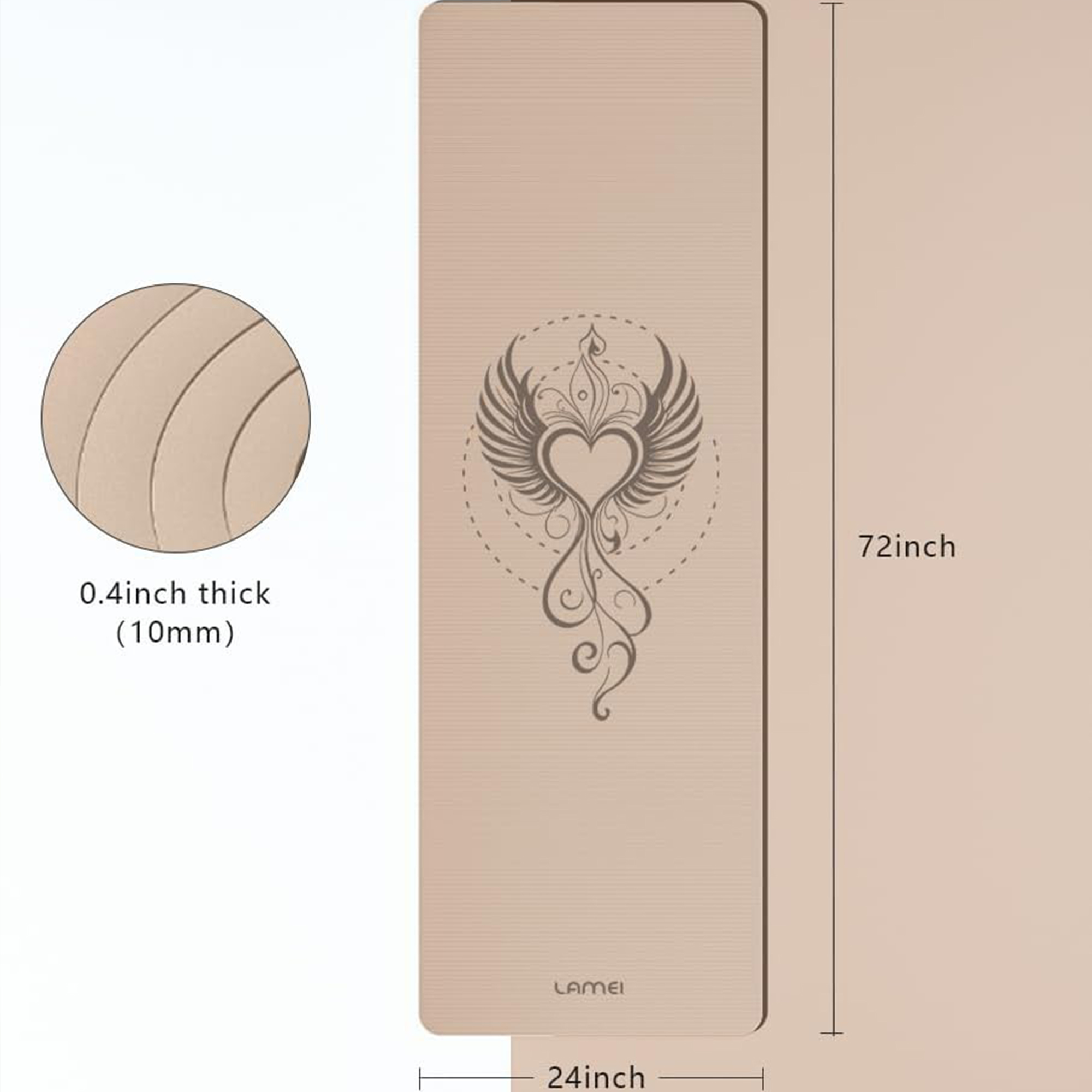 Lamei Yoga Mat,10mm Extra Thick Non Slip,Durable TPE Exercise Mats for Home Workout,Includes Straps for Carryingr, Eco-Friendly Travel Pilates