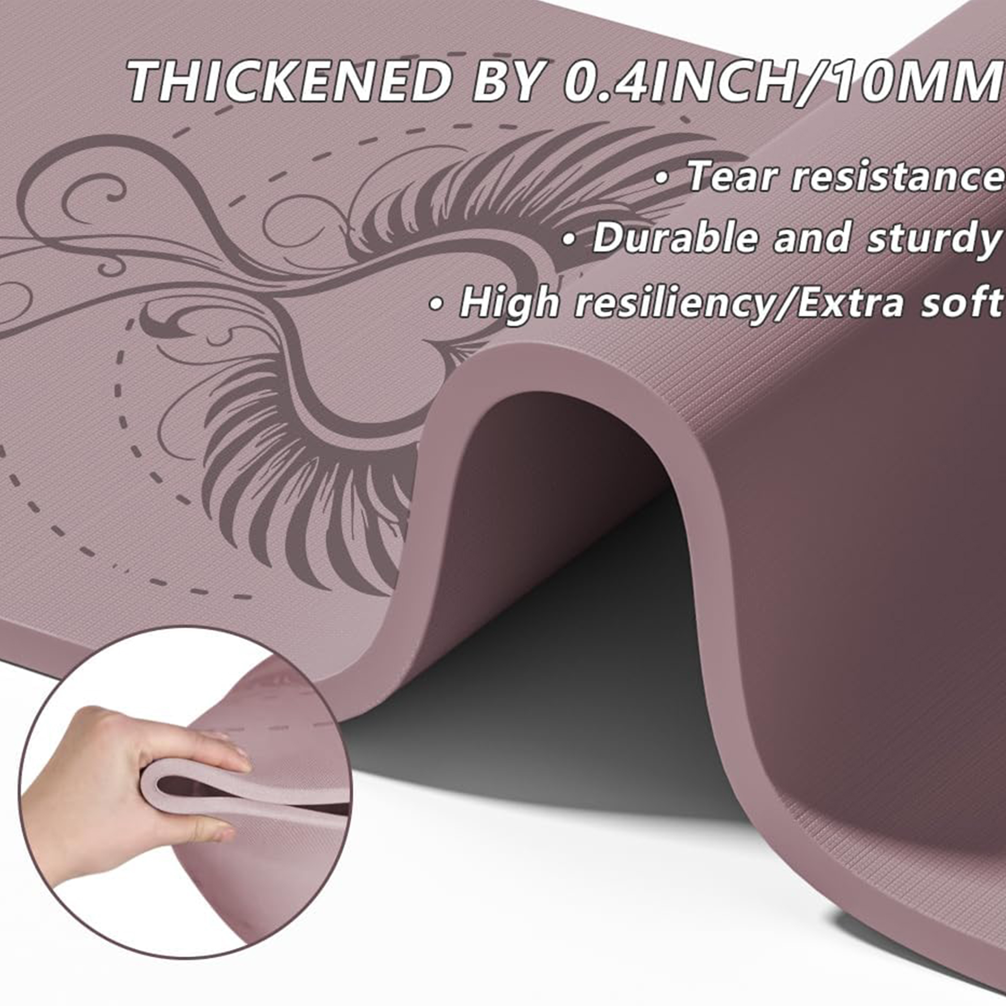 Lamei Yoga Mat,10mm Extra Thick Non Slip,Durable TPE Exercise Mats for Home Workout,Includes Straps for Carryingr, Eco-Friendly Travel Pilates