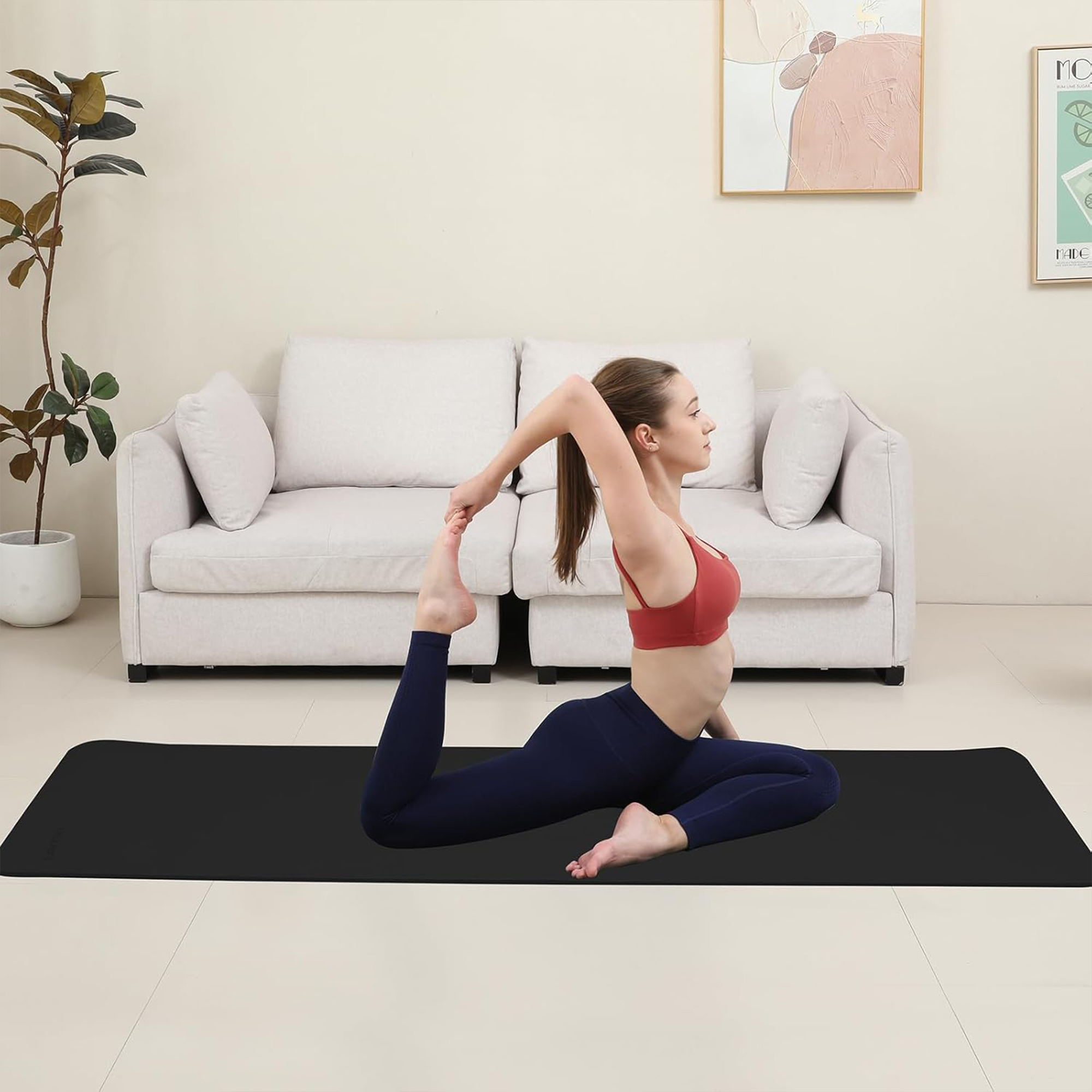 Lamei Yoga Mat,10mm Extra Thick Non Slip,Durable TPE Exercise Mats for Home Workout,Includes Straps for Carryingr, Eco-Friendly Travel Pilates