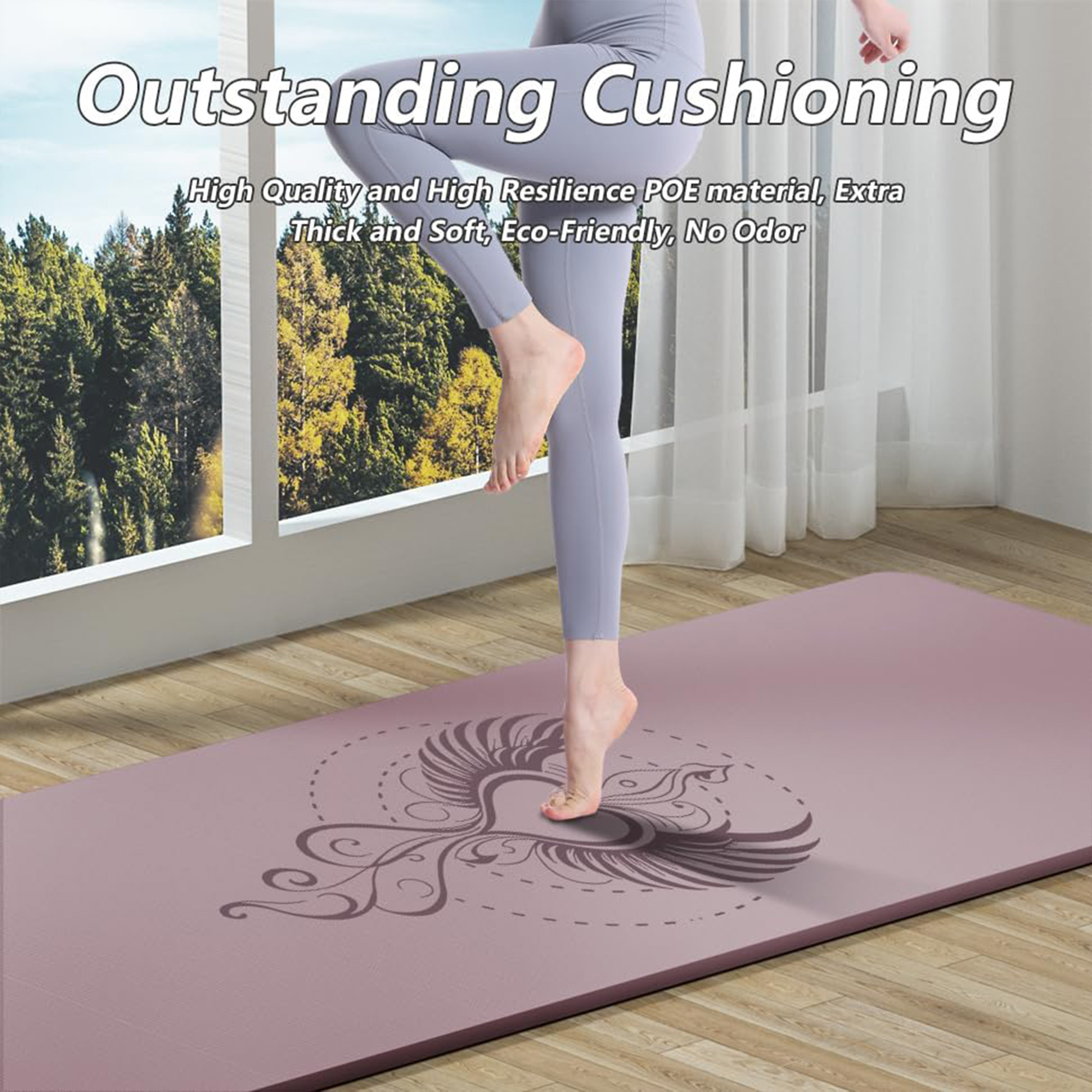 Lamei Yoga Mat,10mm Extra Thick Non Slip,Durable TPE Exercise Mats for Home Workout,Includes Straps for Carryingr, Eco-Friendly Travel Pilates