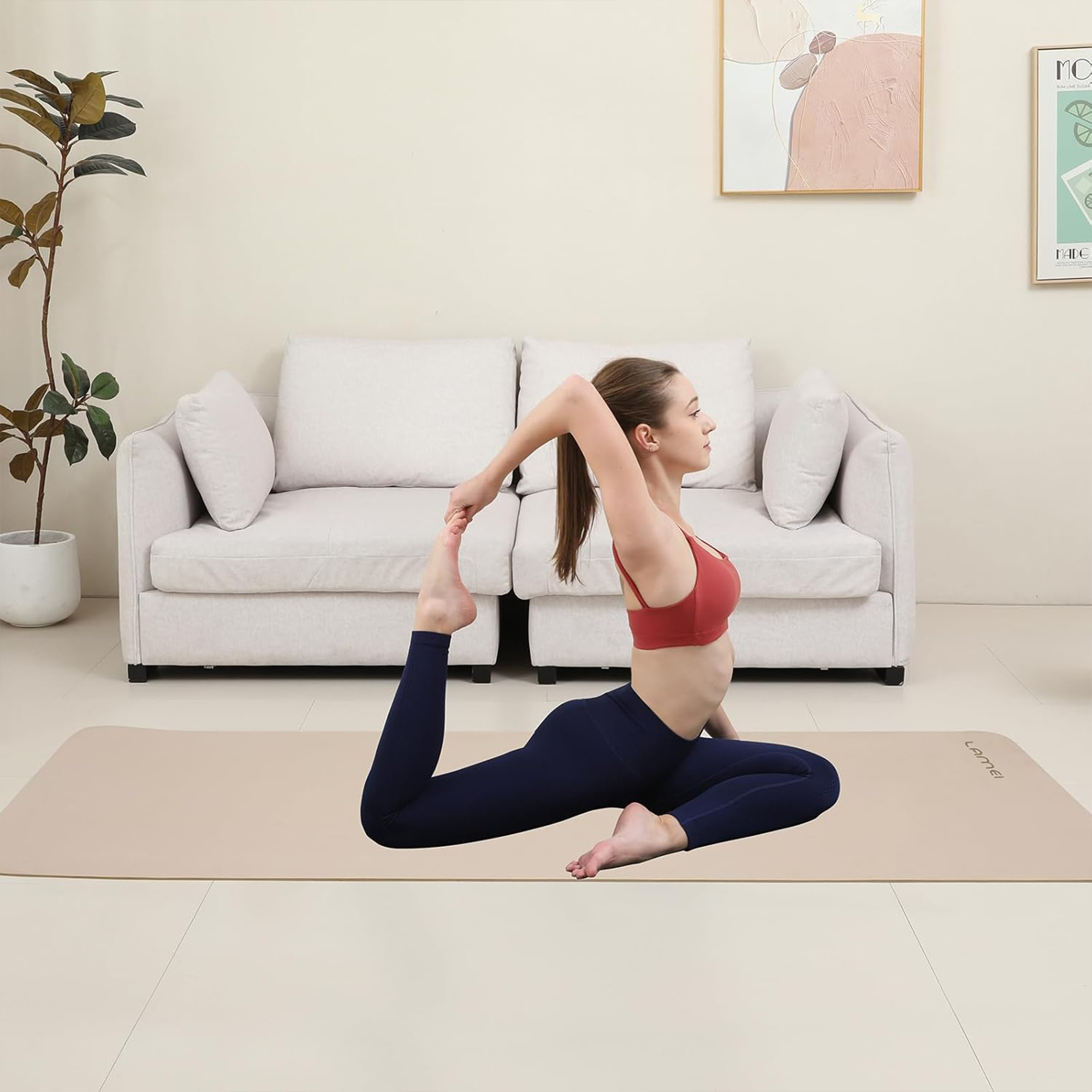 Lamei Yoga Mat,10mm Extra Thick Non Slip,Durable TPE Exercise Mats for Home Workout,Includes Straps for Carryingr, Eco-Friendly Travel Pilates