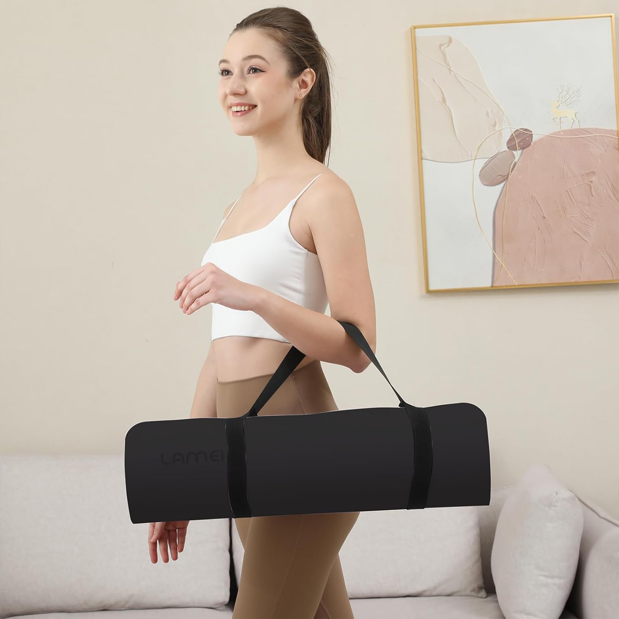 Lamei Yoga Mat,10mm Extra Thick Non Slip,Durable TPE Exercise Mats for Home Workout,Includes Straps for Carryingr, Eco-Friendly Travel Pilates